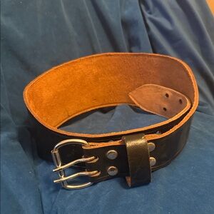 York Black and Brown Leather power lifting belt never used